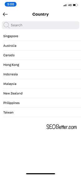 availble countries for the carousell app