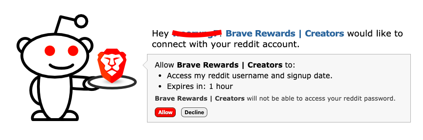 bat with brave - give access on reddit